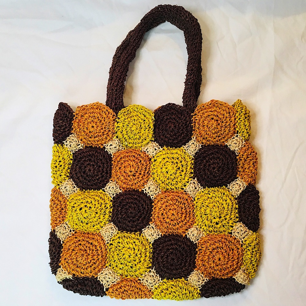Hand Crocheted Raffia Bag